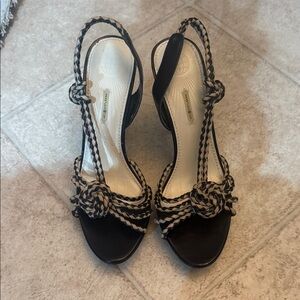 Max Studio Black and Tan Braided Sandals